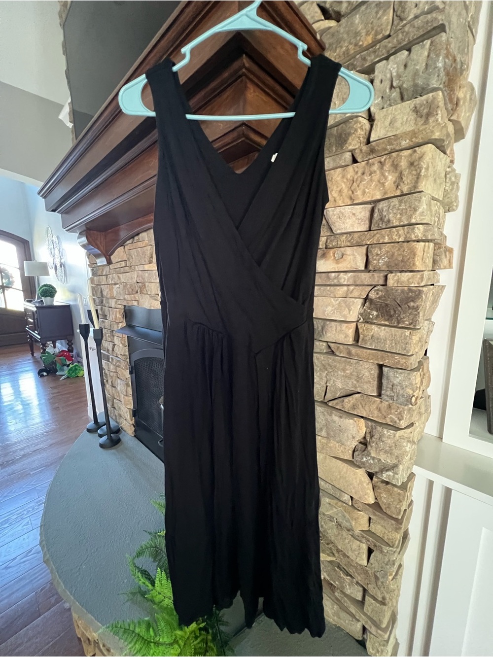 Boden Black Sleeveless Wrap-Style Midi Dress